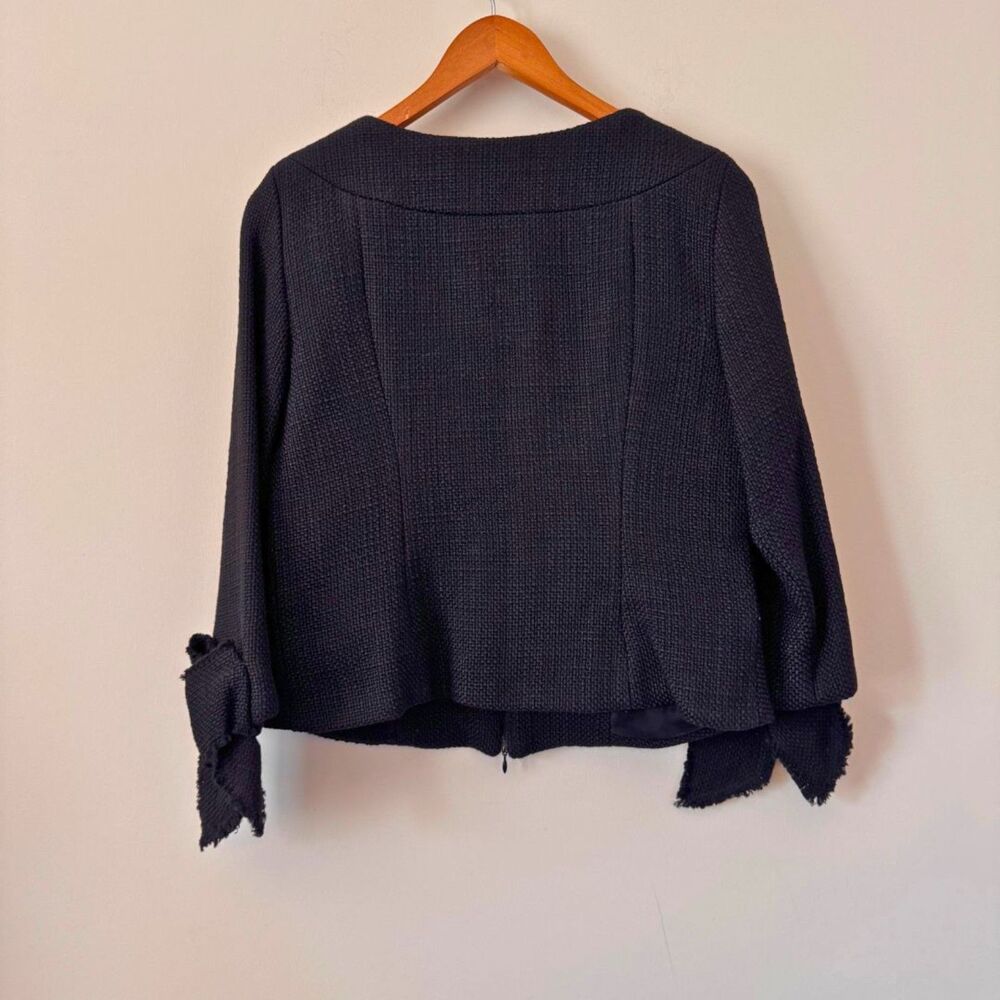 Anne Fontaine Alena Black Bow Tweed Jacket Size 10 - Picture 4 of 6